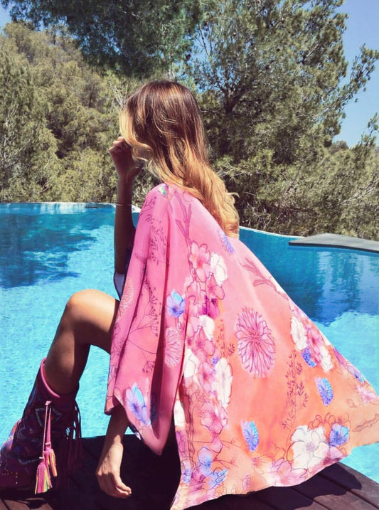 Opal Silk Crepe Kimono