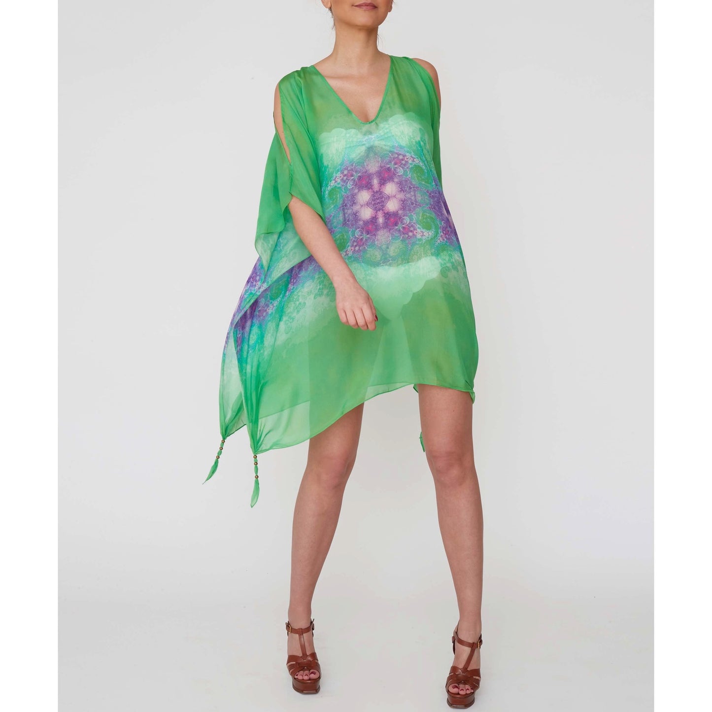 Emerald Silk Chiffon Tunic