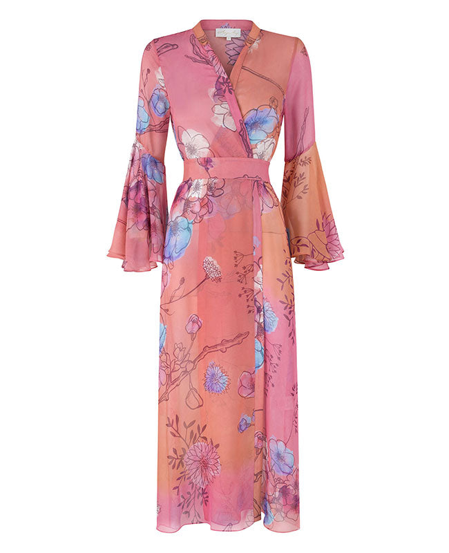 Lotus Silk Chiffon Kimono