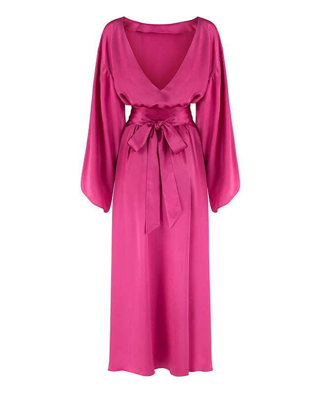 Peony Silk Kimono Dress