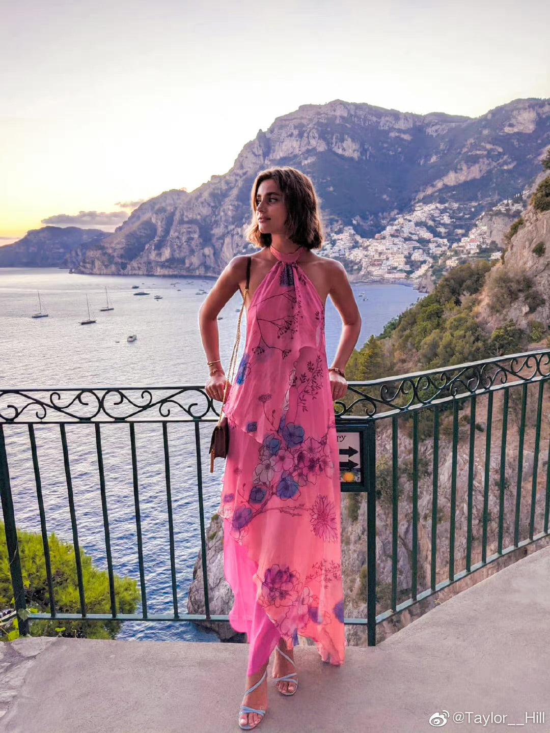 Lotus Silk Chiffon Dress Long Lining